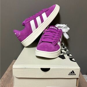 Adidas Grand Court Magenta and White Sneakers